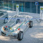 Generic,Electric,Car,With,Battery,Visible,X ray,Charging,At,Public