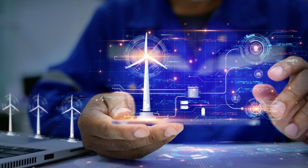 A,Holographic,Graphic,Screen,That,Displays,The,Electrical,Power,Generated
